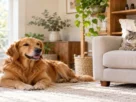 Óleo essencial para cachorros e gatos em ambiente doméstico com frascos armazenados fora do alcance dos animais